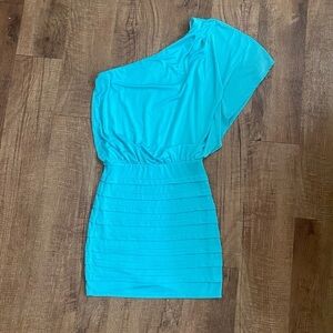 COPY - NWOT B Darlin shimmery teal, off the shoulder dress. Top is blousy. Bott…